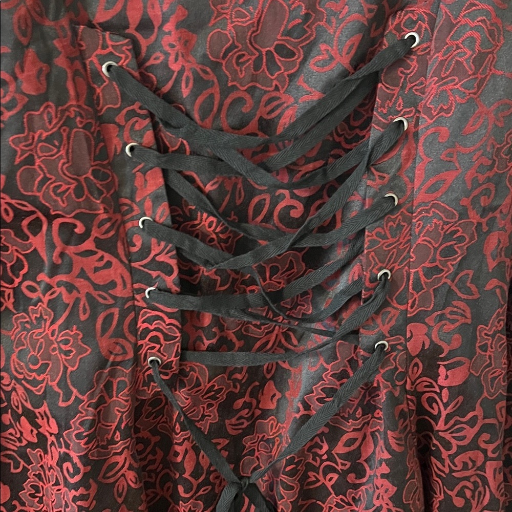 NEW H&R Red Floral Gothic Steampunk Corset Jacket & Matching Swingdress Size 14 - Picture 13 of 16